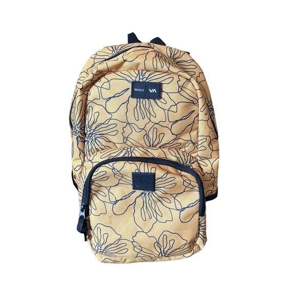 RVCA Estate II Yellow Backpack EUC with black flowers - Picture 1 of 6